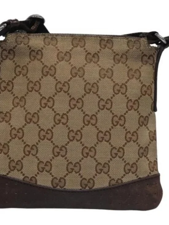 GUCCI GG Canvas Shoulder Bag Beige Brown gold - Picture 2 of 16